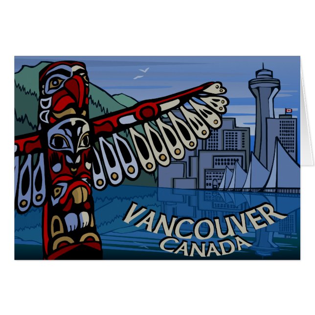 Vancouver BC Souvenir Cards Totem Pole Art Cards (Front Horizontal)