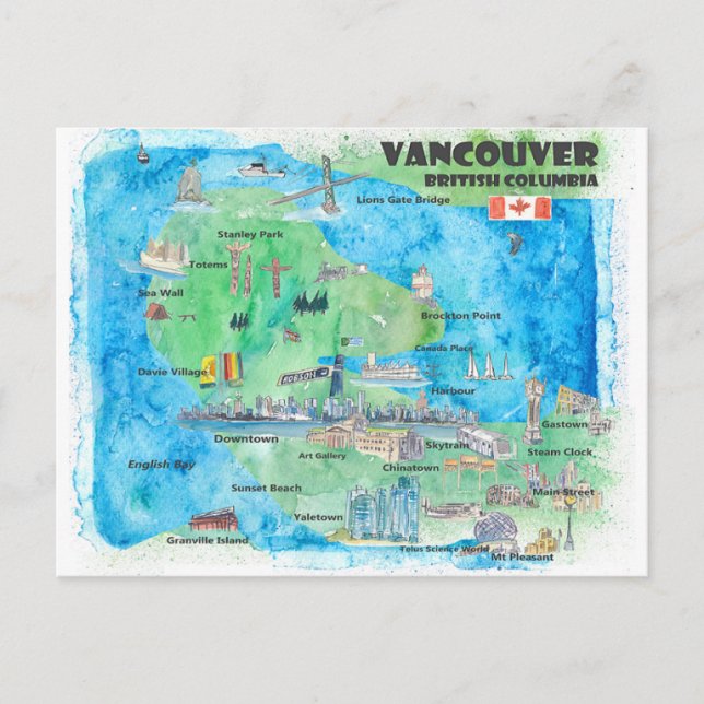 Vancouver British Columbia Canada travel  Holiday Postcard (Front)
