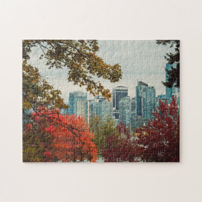 Vancouver British Columbia City Skyline Autumn Jigsaw Puzzle (Horizontal)