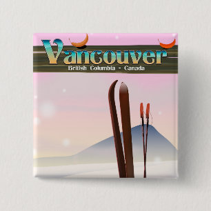 Vancouver British Columbia ski poster 15 Cm Square Badge