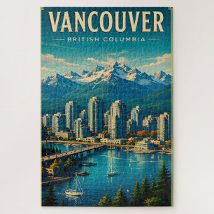 🏔️ Vancouver British Columbia Travel Retro Jigsaw Puzzle