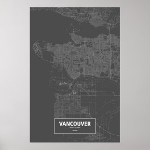 Vancouver, British Columbia (white on black) Poster