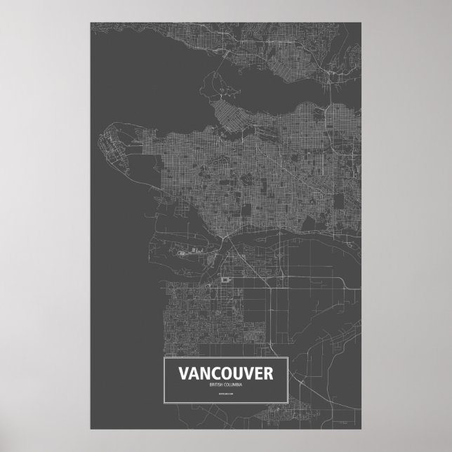 Vancouver, British Columbia (white on black) Poster (Front)