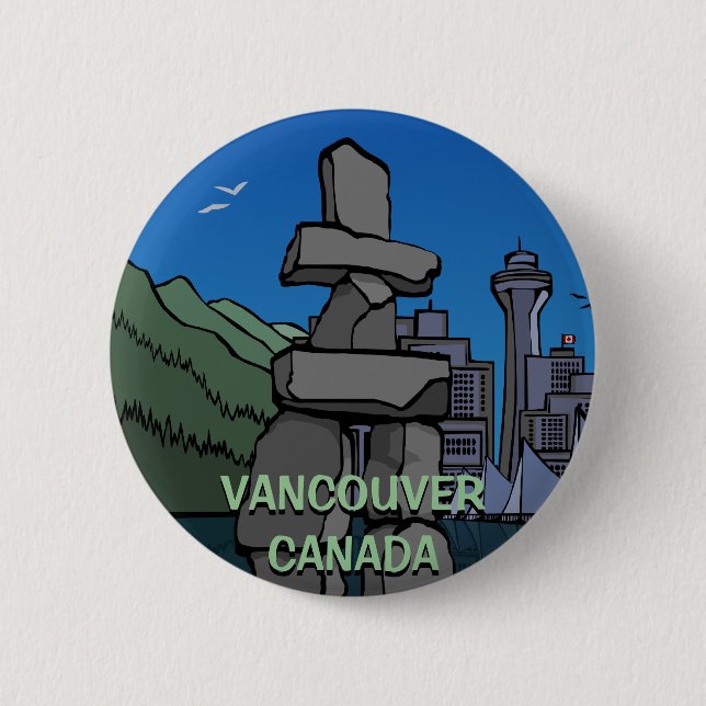 Vancouver Buttons Souvenir Buttons Inukshuk Art (Front)