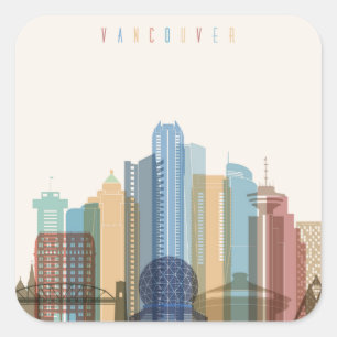 Vancouver, Canada City Skyline Square Sticker