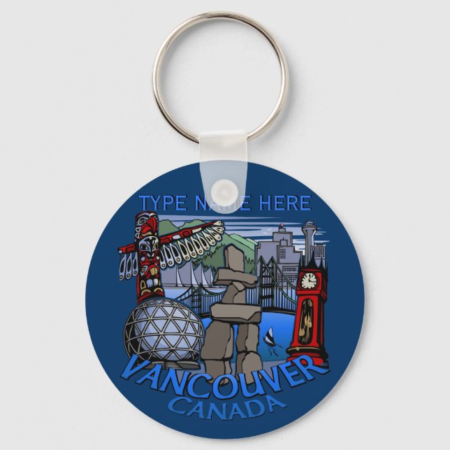 Vancouver Canada Key Chain Personalised Souvenirs (Front)