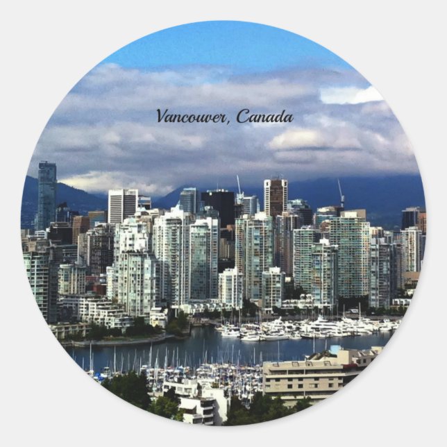 Vancouver, Canada skyline  Classic Round Sticker (Front)