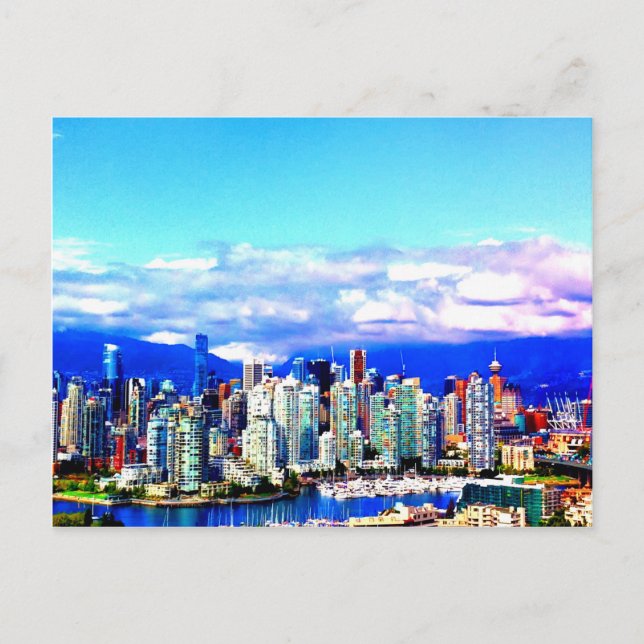 vancouver canada skyline sky clouds skyscrapers postcard (Front)