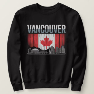 Vancouver Canada Skyline   Vintage Flag & Mountain Sweatshirt
