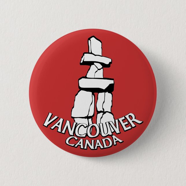 Vancouver Canada Souvenir Buttons Landmark Art (Front)