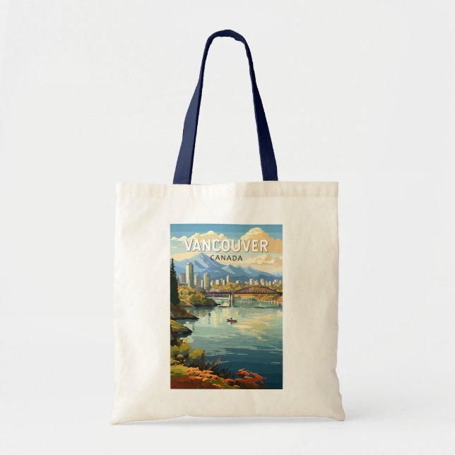 Vancouver Canada Travel Art Vintage Tote Bag (Front)