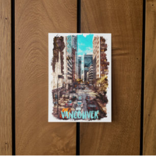 Vancouver Canada Vintage Travel Skyline Postcard