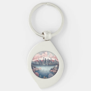 Vancouver City Canada Travel Painting  Key Ring