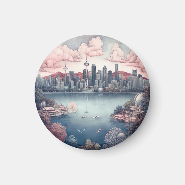 Vancouver City Canada Travel Painting  Magnet (Front)