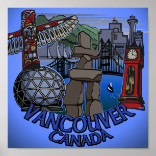 Vancouver First Nations Poster Landmark Art Decor