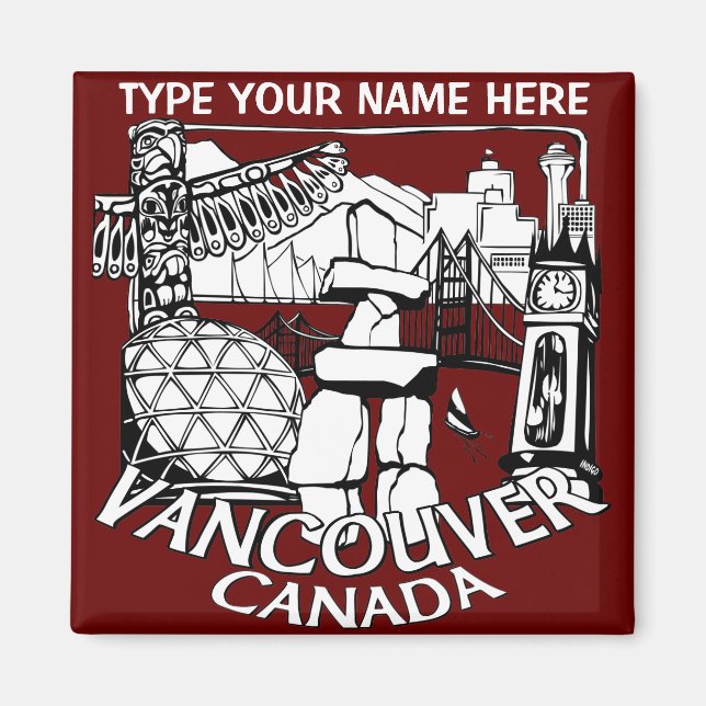 Vancouver Fridge Magnets Personalised Souvenir (Front)