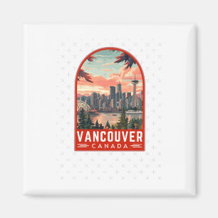 Vancouver In Canada Retro Vector Travel Art Emblem Magnet