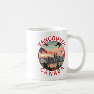 Vancouver In Canada Retro Vector Travel Art Landsc Coffee Mug