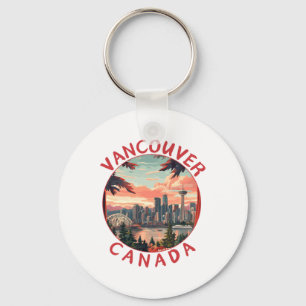 Vancouver In Canada Retro Vector Travel Art Landsc Key Ring
