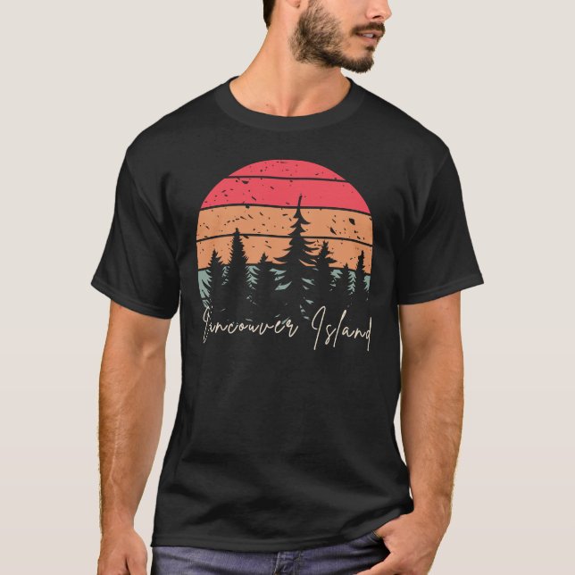 Vancouver Island British Colombia Retro Sunset T-Shirt (Front)