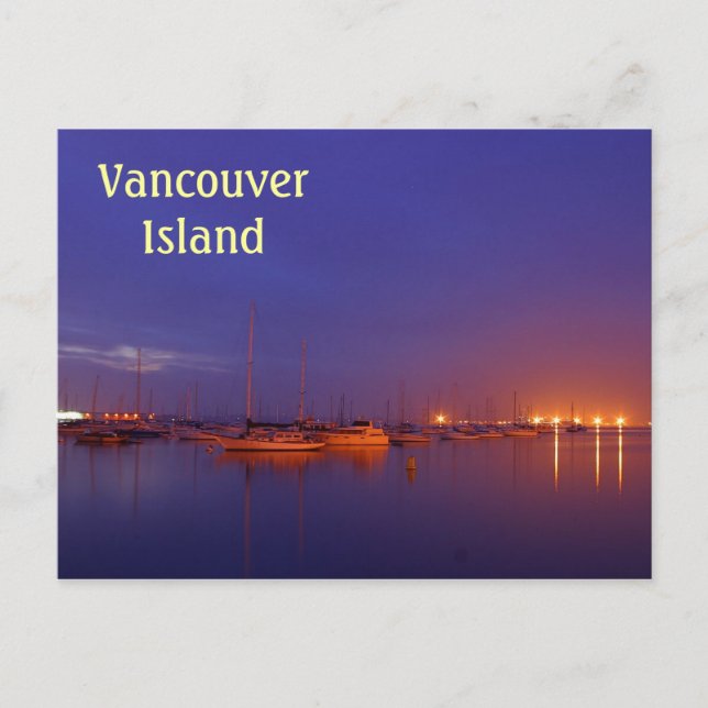 Vancouver Island sailboats in marina at dusk Postcard (Front)
