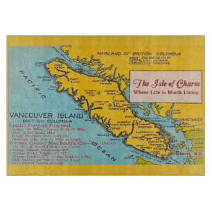 Vancouver Island  Vintage Map  Cutting Board