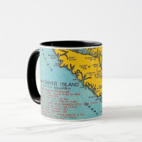 Vancouver Island  Vintage Map Postcard Mug