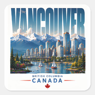 🏔 Vancouver Modern Coastal City Style 🏔 Square Sticker