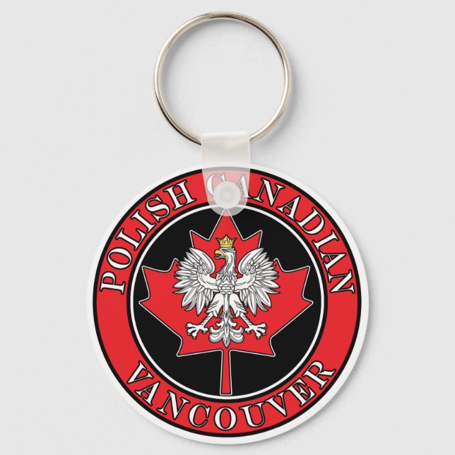 Vancouver Round Polish Canadian Leaf Key Ring (Front)