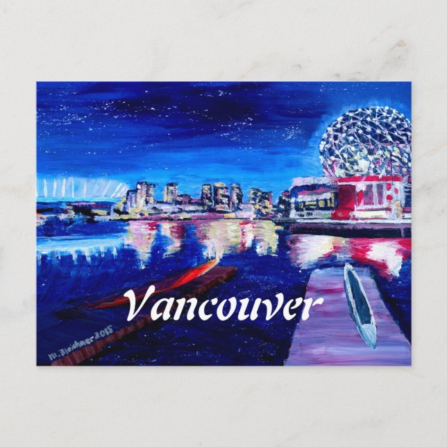 Vancouver skyline at night postcard (Front)