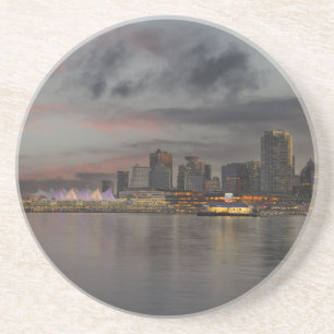 Vancouver Skyline At Sunset Coaster