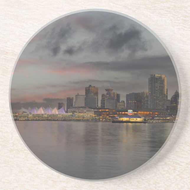 Vancouver Skyline At Sunset Coaster (Front)