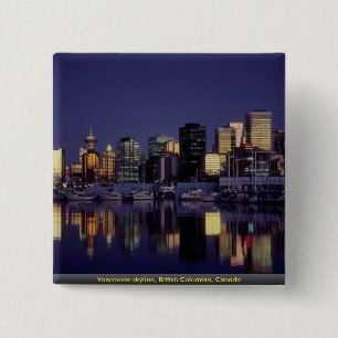 Vancouver skyline, British Columbia, Canada 15 Cm Square Badge