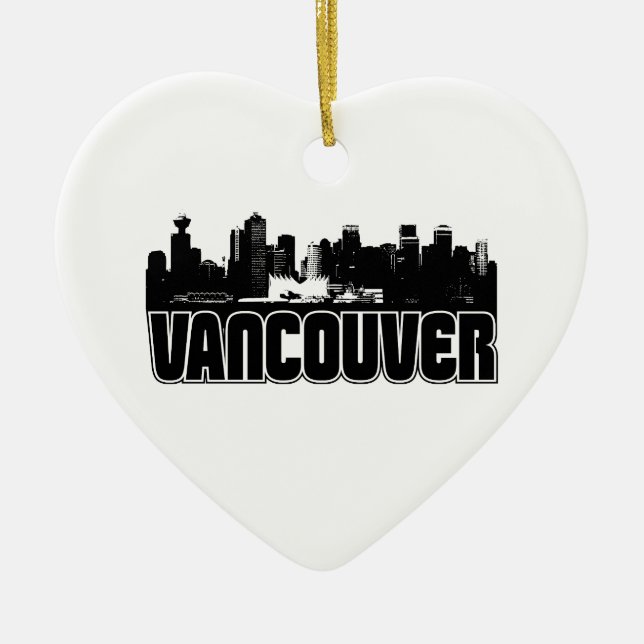Vancouver Skyline Ceramic Tree Decoration (Front)