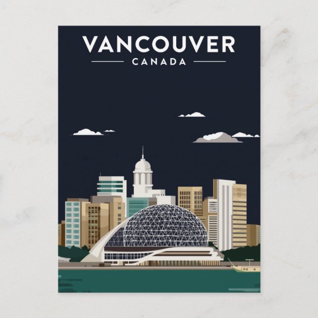 Vancouver Skyline Night Elegance Postcard (Front)