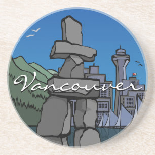 Vancouver Souvenir Coaster Inukshuk Cityscape Gif