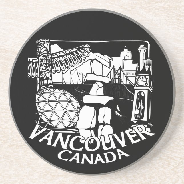 Vancouver Souvenir Coaster Totem Pole Landmarks (Front)