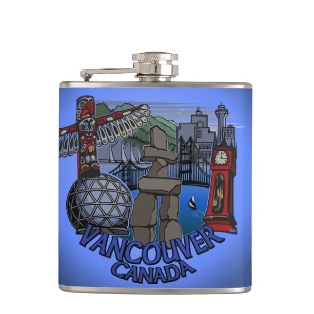 Vancouver Souvenir Flask Custom Van Landmark Flask (Front)