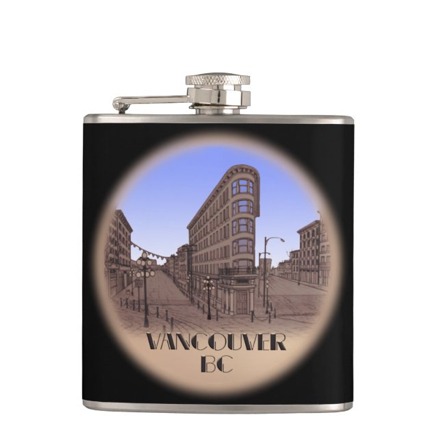 Vancouver Souvenir Flask Vancouver Gastown Gifts (Front)