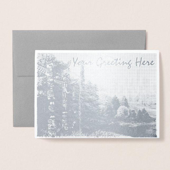 Vancouver Souvenir Greeting Cards Custom Silver (Front With Envelope)