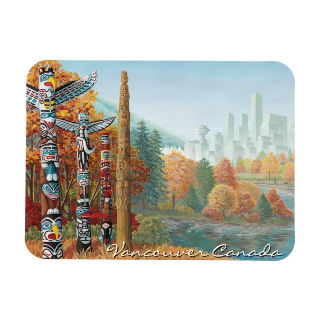 Vancouver Souvenir Magnet Totem Pole Landmark Gift (Horizontal)
