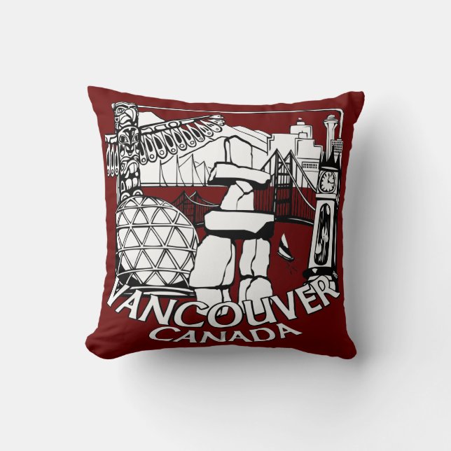 Vancouver Souvenir Pillow Vancouver Landmark Gifts (Front)