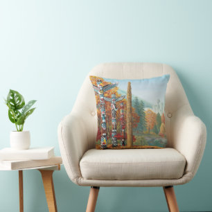 Vancouver Throw Pillow Totem Pole Art Pillows