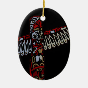 Vancouver Totem Pole Souvenir Native Art Ornament