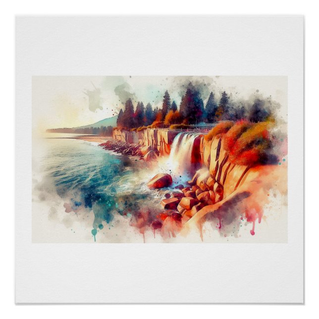 Vancouver Waterfall at Sunset,  Poster (Front)