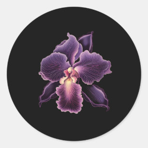 Vanda Purple Orchid Flower Plant Florist Gardener Classic Round Sticker