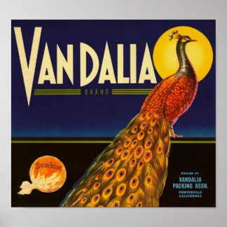 Vandalia Brand Oranges Porterville California  Poster