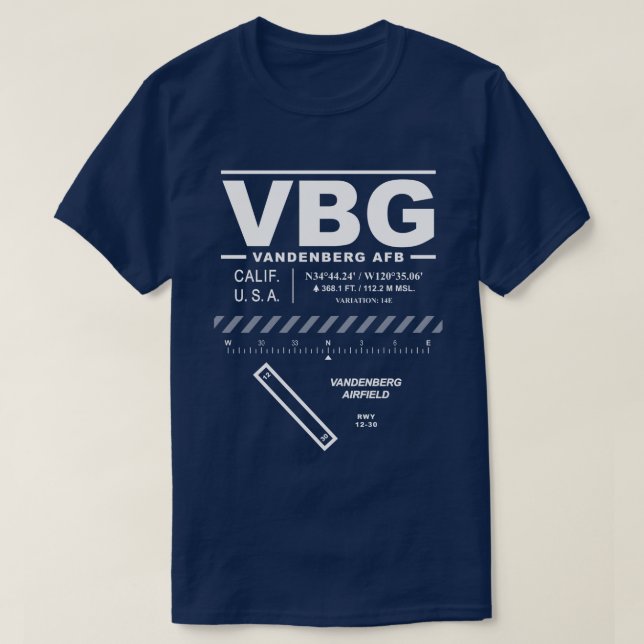 Vandenberg Air Force Base VBG T-Shirt (Design Front)