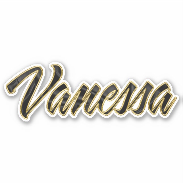 Vanessa black gold lettering sticker (Front)