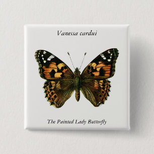 Vanessa cardui - The Painted Lady Butterfly 15 Cm Square Badge
